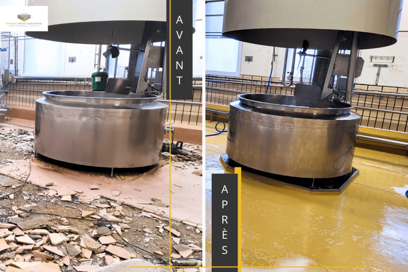 Sol industriel agroalimentaire avant et après transformation